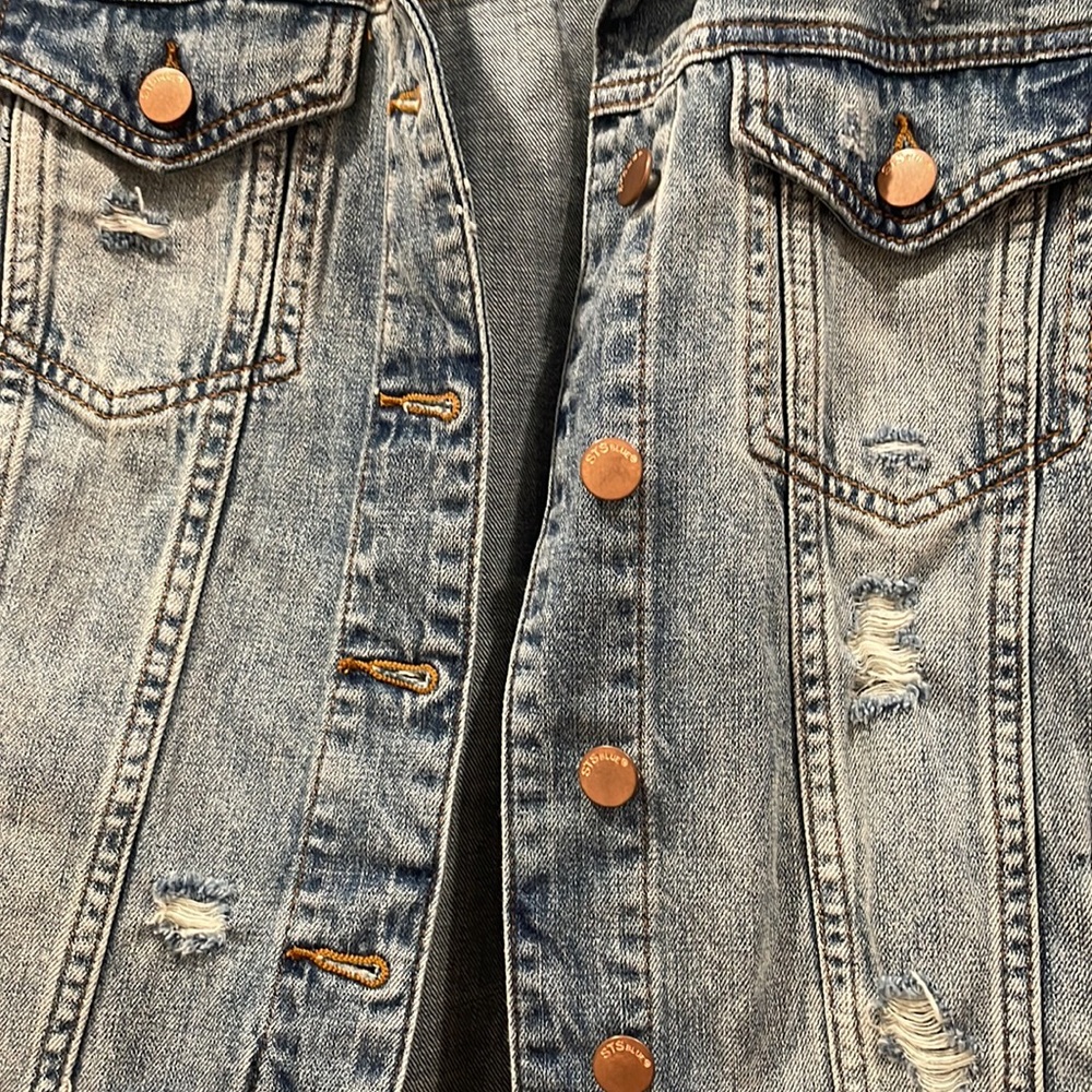 Blue Ripped Denim Jacket - Picture 2 of 4